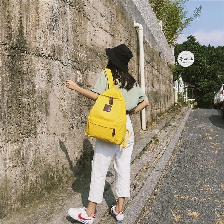 Double Shoulders School Bag Travel Backpack Bag (Yellow)