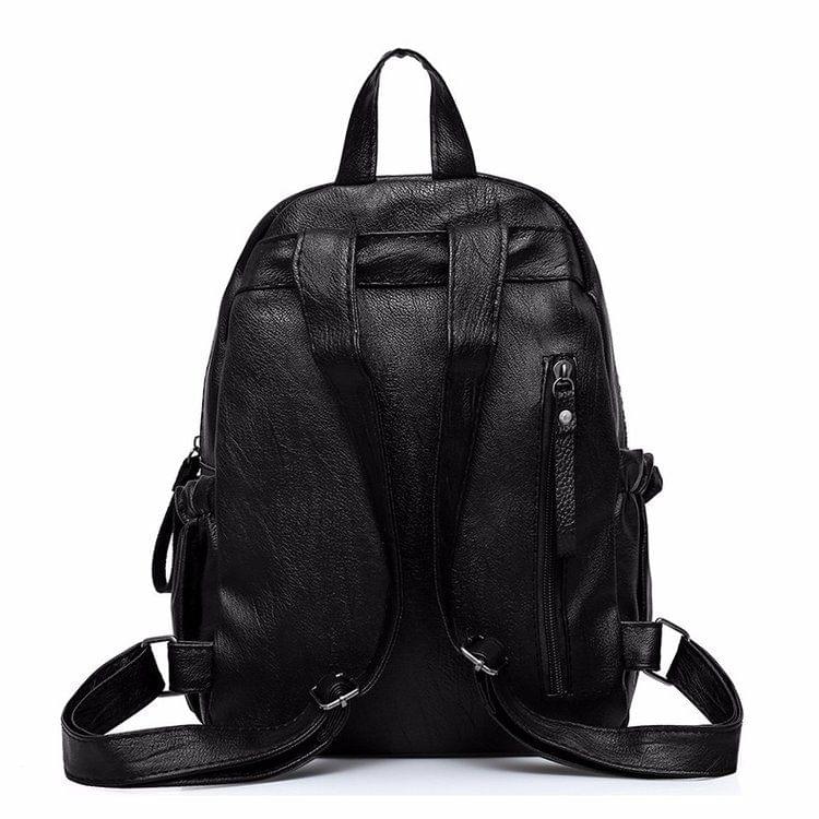 PU Casual Waterproof Double Shoulders School Bag Travel Backpack Bag