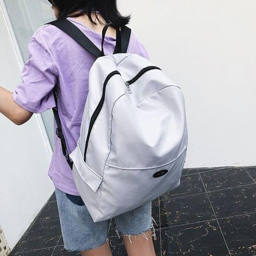 Pure Color Double Shoulders School Bag Travel Backpack Bag (White)