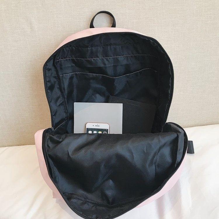 Pure Color Double Shoulders School Bag Travel Backpack Bag (White)