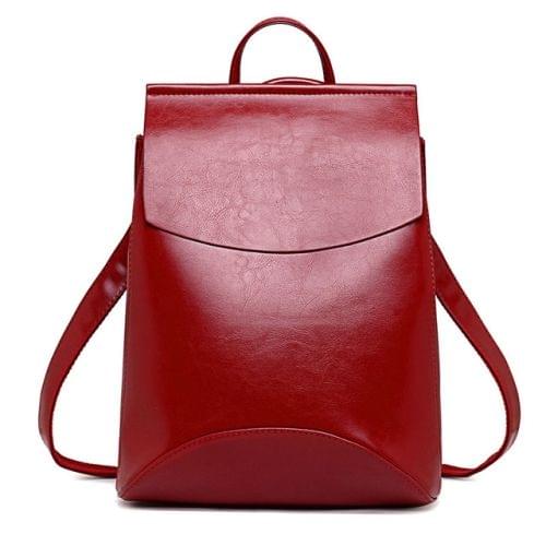 Fashion Women Backpack Youth Leather Backpacks for Teenage Girls Female School Double-Shoulder Bag(Red)
