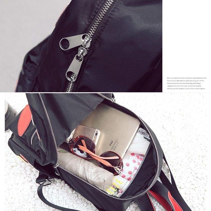 Hearts Pattern Double Shoulders School Bag Travel Backpack Bag (Silver)