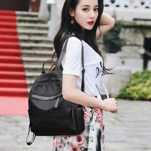 Fashion Oxford Double Shoulders School Bag Travel Backpack Bag (Black)