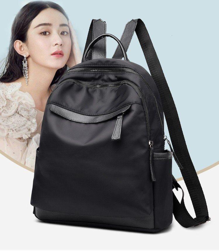 Fashion Oxford Double Shoulders School Bag Travel Backpack Bag (Black)