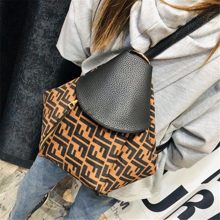 Fashion PU Leather Ladies Crossbody Bag Casual Handbag Double Shoulder Bag (Brown)