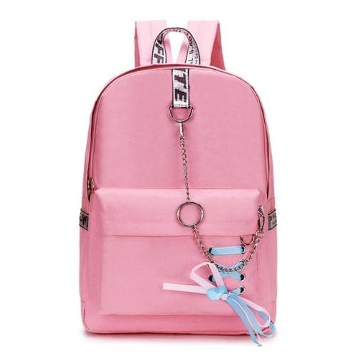 Campus College Wind Butterfly-knot Ribbon Bag Backpack(Pink)