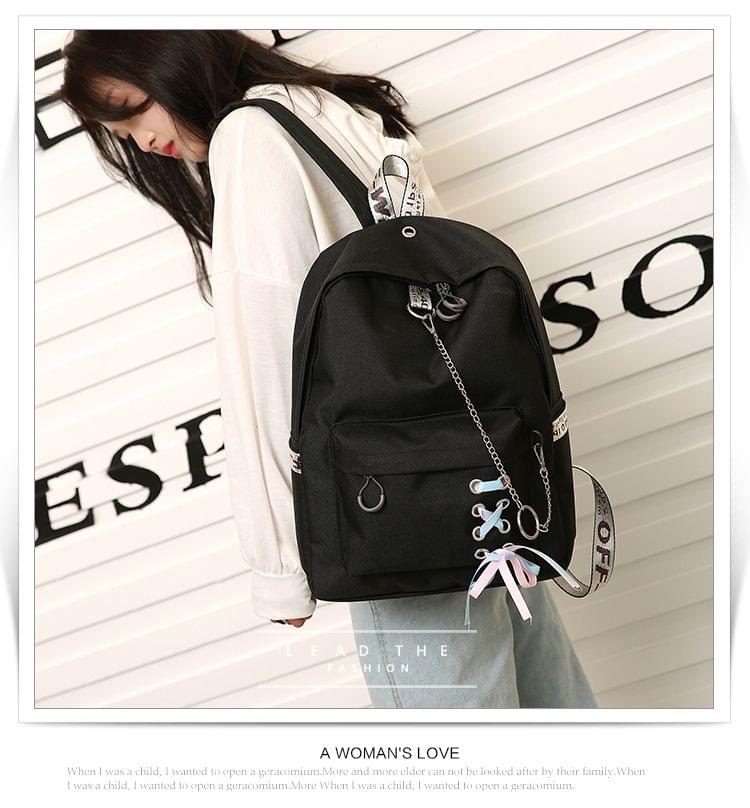 Campus College Wind Butterfly-knot Ribbon Bag Backpack(Pink)