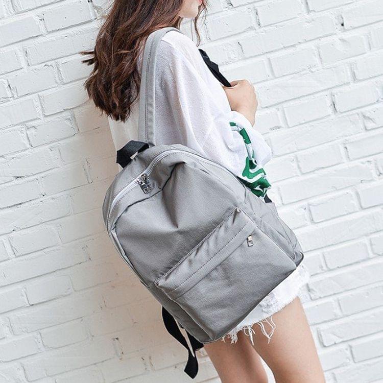 Multi-function Leisure Fashion Nylon Double Shoulders Bag Backpack (Grey)