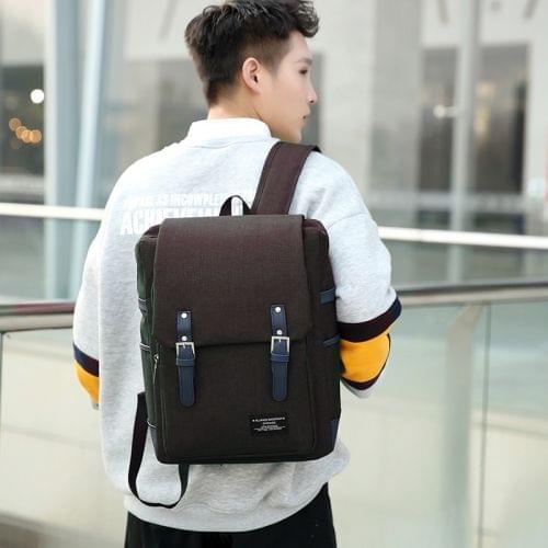 Oxford Cloth Double Shoulders School Bag Travel Backpack Bag (Coffee)