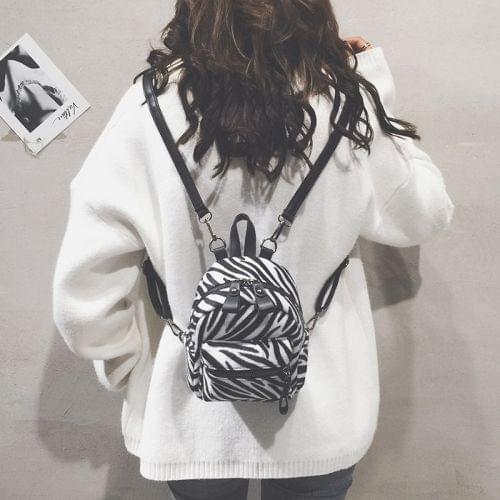 Animal Grain Fashion Plush Double Shoulders Bag Ladies Handbag (Zebra)