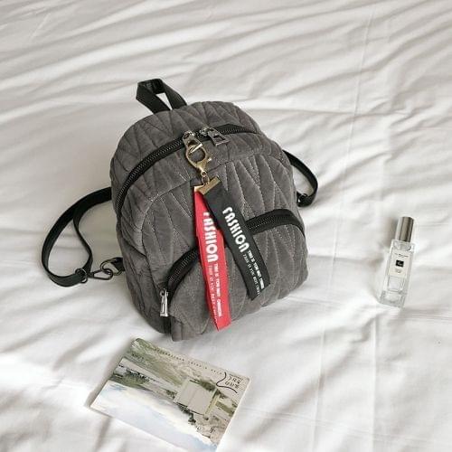 Mini Fashion Plush Bag Backpack Women Double Shoulder Bag(Grey)