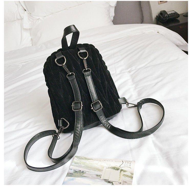 Mini Fashion Plush Bag Backpack Women Double Shoulder Bag(Grey)