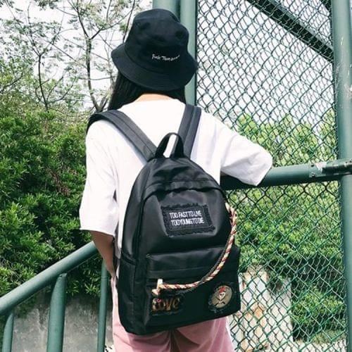 Skull Pattern Nylon Casual Double-shoulder Bag Messenger Bag (Black)