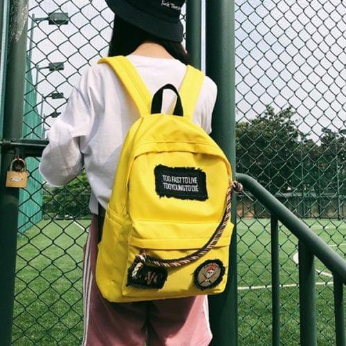 Skull Pattern Nylon Casual Double-shoulder Bag Messenger Bag (Yellow)