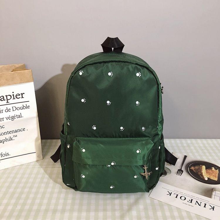 Small Footprint Pattern Waterproof Oxford Cloth Shoulder Backpack Casual Handbag Shoulder Bag (Green)