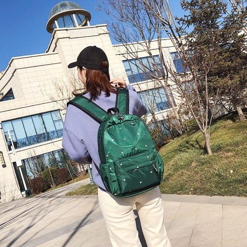 Small Footprint Pattern Waterproof Oxford Cloth Shoulder Backpack Casual Handbag Shoulder Bag (Green)