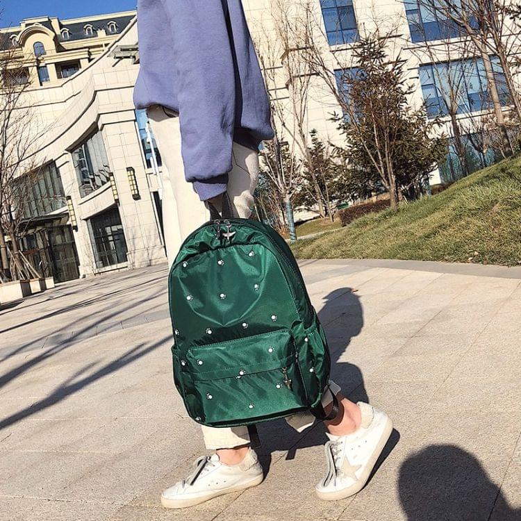 Small Footprint Pattern Waterproof Oxford Cloth Shoulder Backpack Casual Handbag Shoulder Bag (Green)