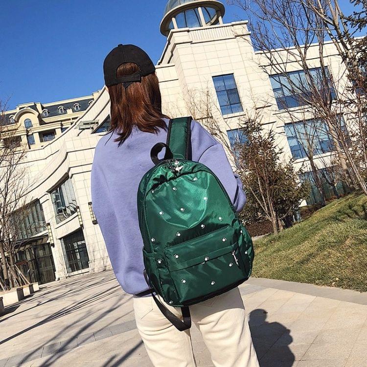 Small Footprint Pattern Waterproof Oxford Cloth Shoulder Backpack Casual Handbag Shoulder Bag (Green)