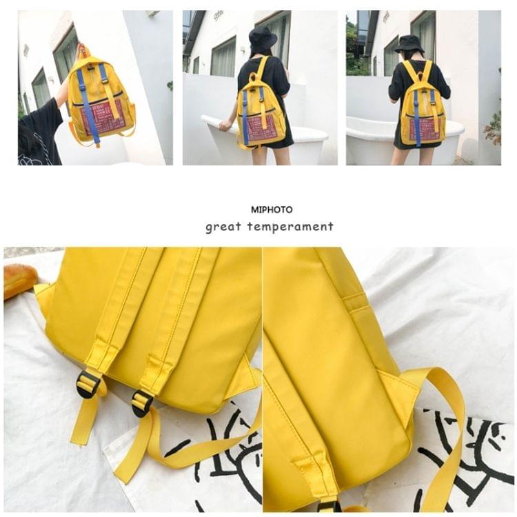 Graffiti Words Pattern Double Shoulders School Bag Travel Backpack Bag (Beige)