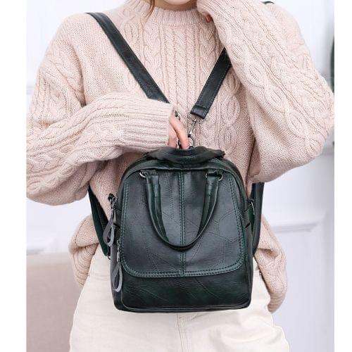 Fashion PU Leather Ladies Multi-function Backpack Handbag Shoulder Bag (Green)