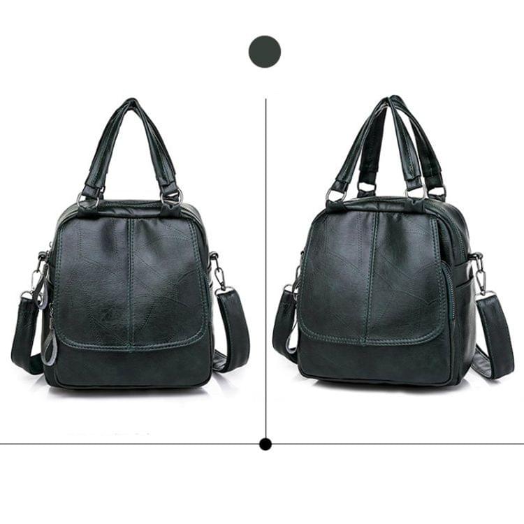 Fashion PU Leather Ladies Multi-function Backpack Handbag Shoulder Bag (Green)