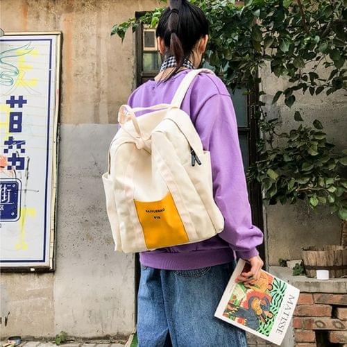 Leisure Fashion Canvas Backpack Handbag(White)