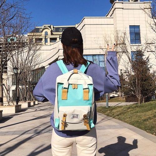 Oxford Cloth School Backpack Casual Handbag Waterproof Shoulder Bag (Green)
