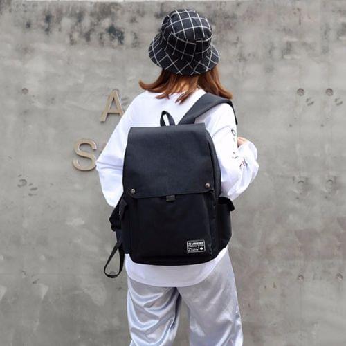 Leisure Fashion PVC Backpack Handbag(Black)