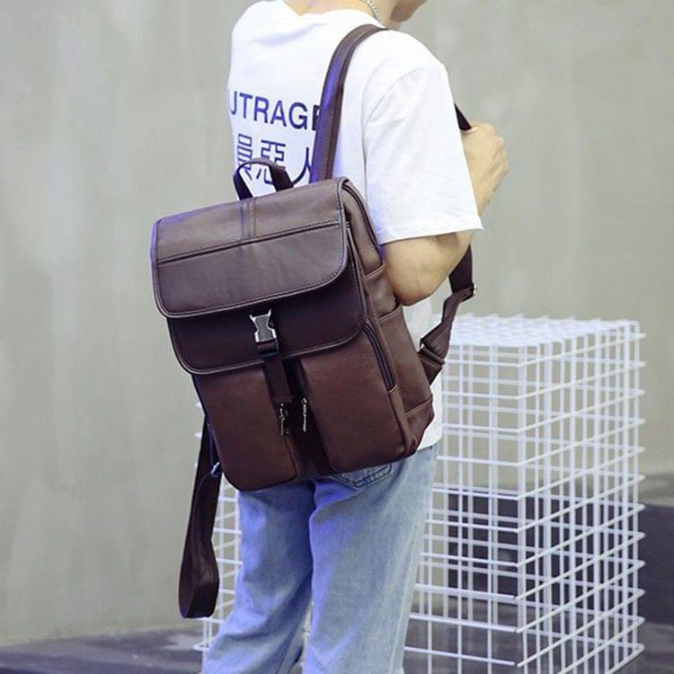British Style Casual PU Double-shoulder Bag Messenger Bag for Men (Coffee)
