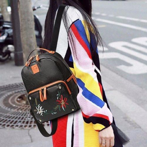 Multi-function Leisure Fashion Double Shoulders Bag Backpack (Black)