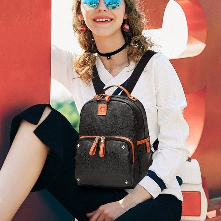 Multi-function Leisure Fashion Double Shoulders Bag Backpack (Black)