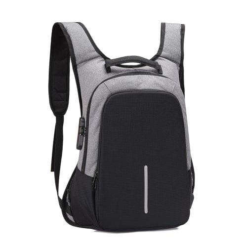 Multi-Function Oxford Portable Casual Double Shoulders School Bag Travel Backpack Bag with Earphone Line Hole & USB Charging (Grey)