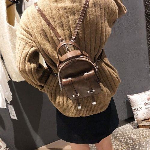 Fashion Retro PU Shoulder Bag Ladies Small Backpack Handbag Messenger Bag (Coffee)