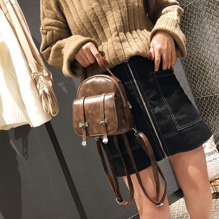 Fashion Retro PU Shoulder Bag Ladies Small Backpack Handbag Messenger Bag (Coffee)
