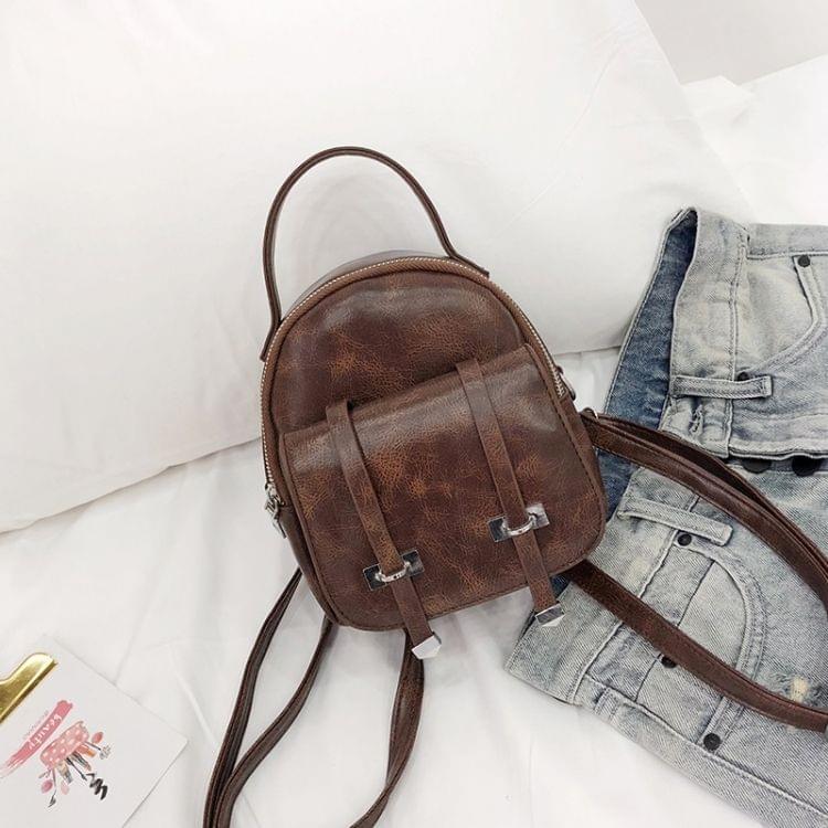 Fashion Retro PU Shoulder Bag Ladies Small Backpack Handbag Messenger Bag (Coffee)