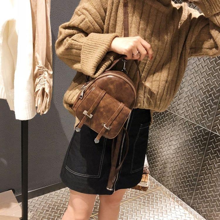 Fashion Retro PU Shoulder Bag Ladies Small Backpack Handbag Messenger Bag (Coffee)