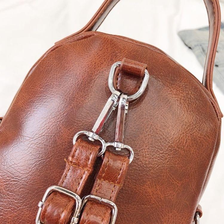 Fashion Retro PU Shoulder Bag Ladies Small Backpack Handbag Messenger Bag (Coffee)