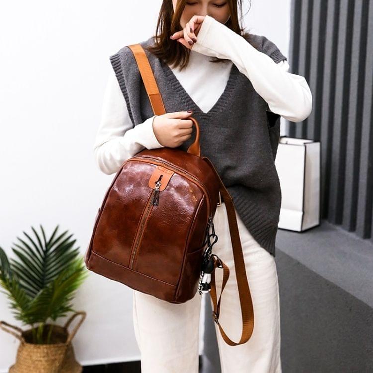 Solid Color Casual Shoulder Bag Ladies Handbag With Bear Accessories