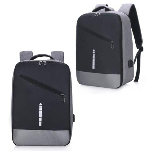 Multi-Function Oxford Portable Casual Double Shoulders Bag with Earphone Line Hole & USB Charging (Dark Gray)
