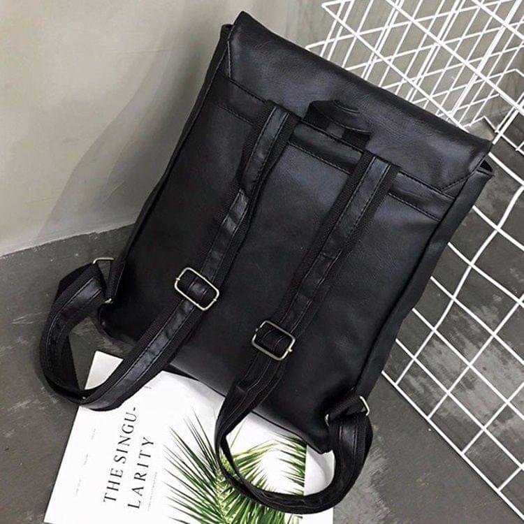 Solid Color PU Leather Double-shoulder Bag Messenger Bag for Men (Black)