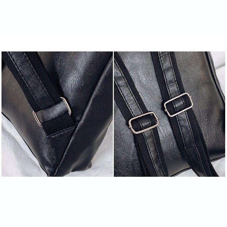 Solid Color PU Leather Double-shoulder Bag Messenger Bag for Men (Black)