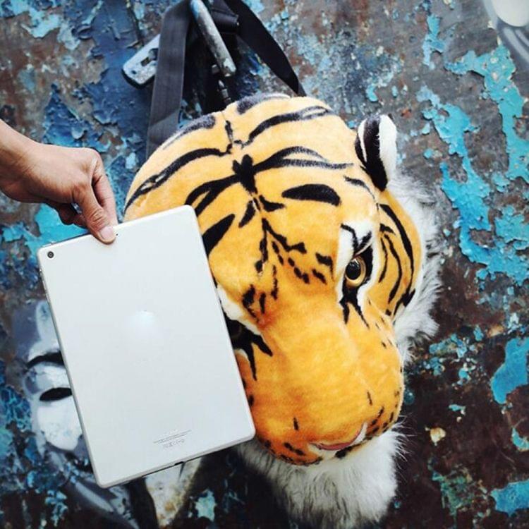 Backpack Plush Animal Head Double Student Shoulder Bag Zipper Bag Small Backpack Vintage Backpack School Bags(Leopard Head)