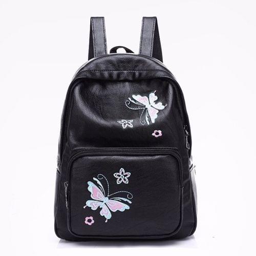 Fashion Butterfly Pattern PU Leather School Backpack Casual Handbag Shoulder Bag(Blue)