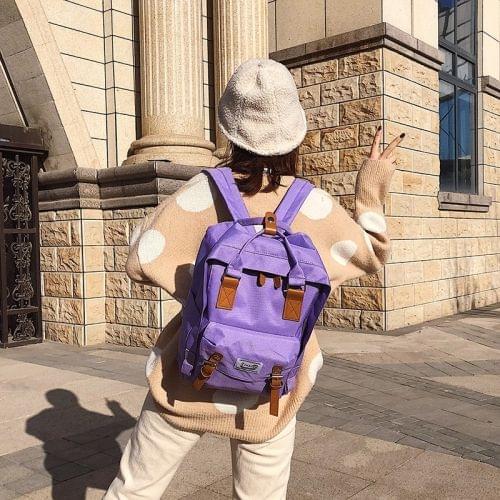 Oxford Cloth School Backpack Casual Handbag Waterproof Shoulder Bag (Purple)