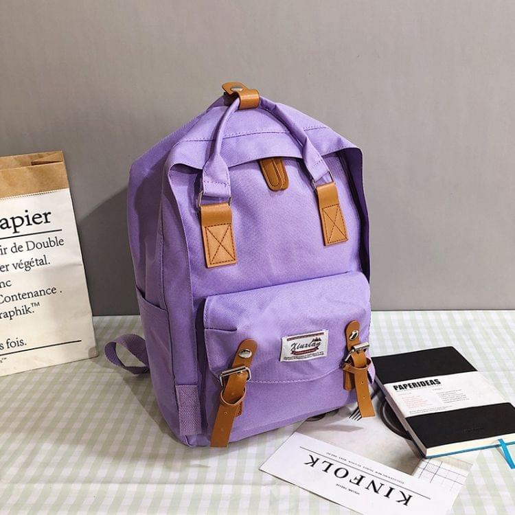 Oxford Cloth School Backpack Casual Handbag Waterproof Shoulder Bag (Purple)