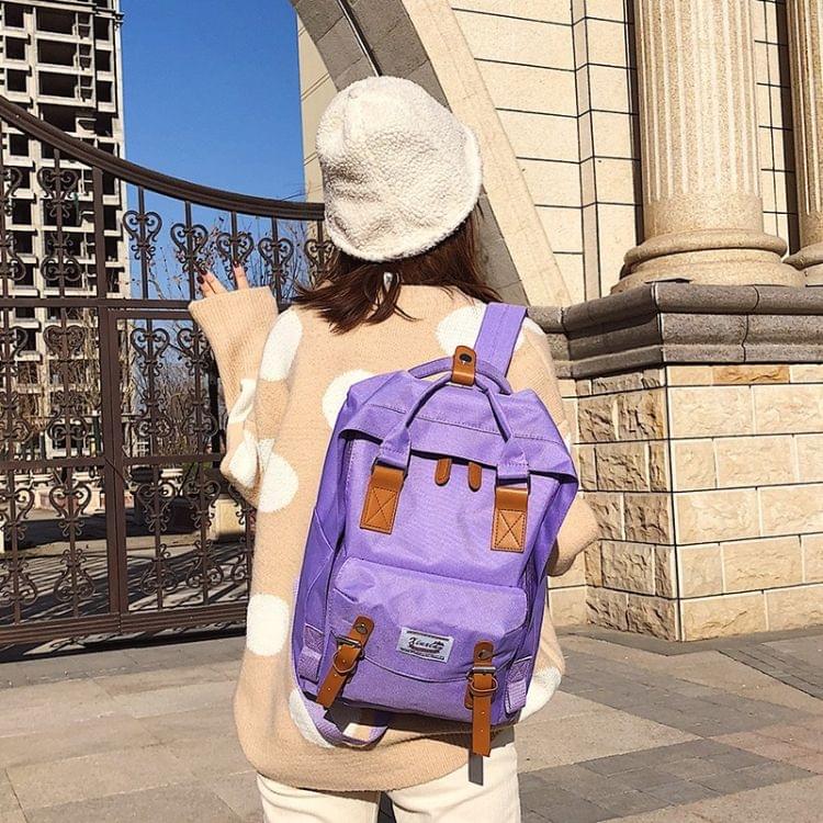 Oxford Cloth School Backpack Casual Handbag Waterproof Shoulder Bag (Purple)