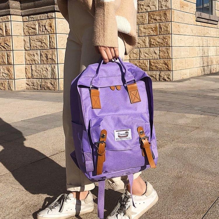 Oxford Cloth School Backpack Casual Handbag Waterproof Shoulder Bag (Purple)