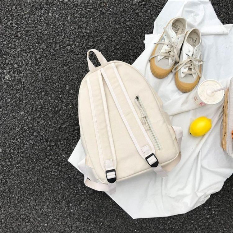 Graffiti Words Pattern Double Shoulders School Bag Travel Backpack Bag (White)
