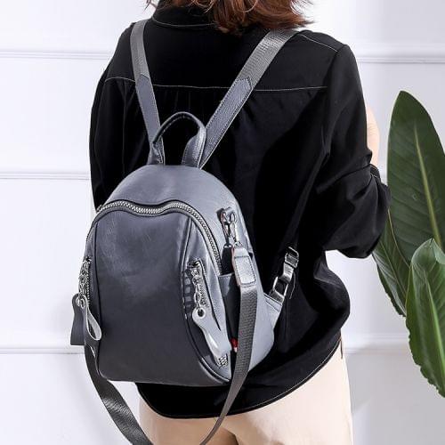 Fashion PU Double Shoulder Bag Messenger Bag Ladies Handbag (Grey)