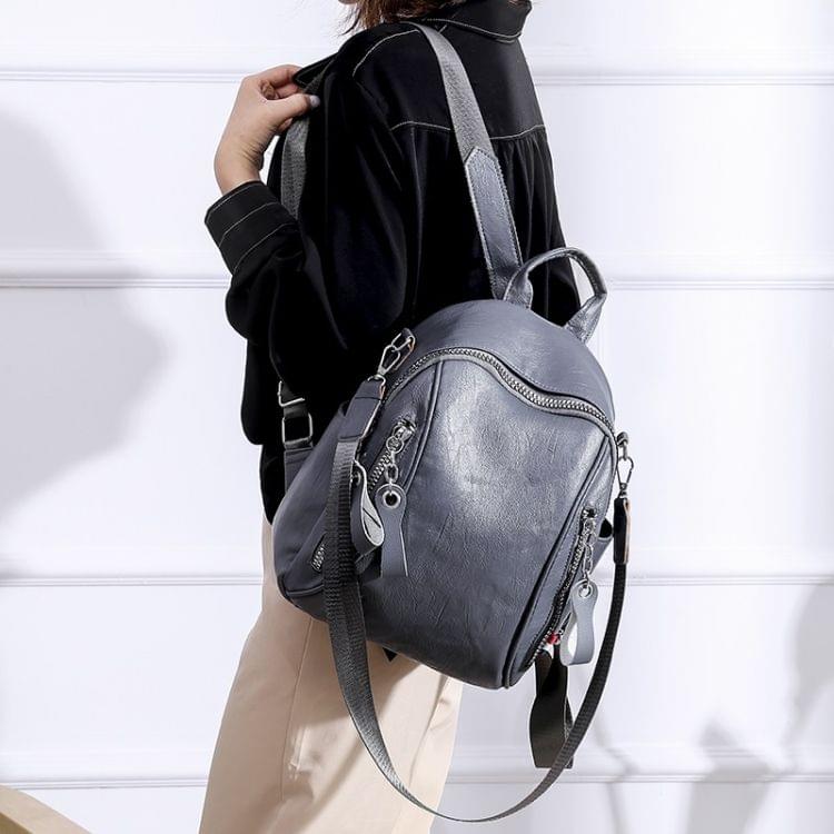 Fashion PU Double Shoulder Bag Messenger Bag Ladies Handbag (Grey)